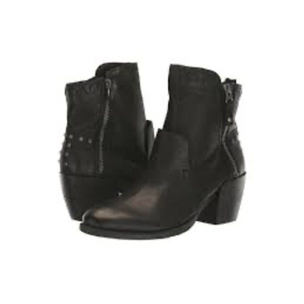 OTBT Red Eye Black Leather Moto Ankle Boots‎ Women's 9.5 Side Zip Studded Grunge